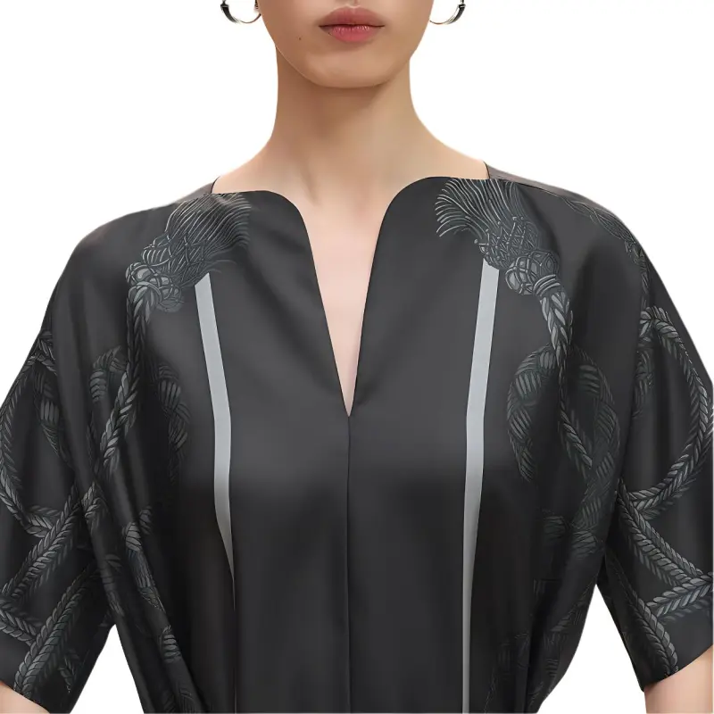 HERMES Short Sleeved Dress Women's Charcoal Gray-4