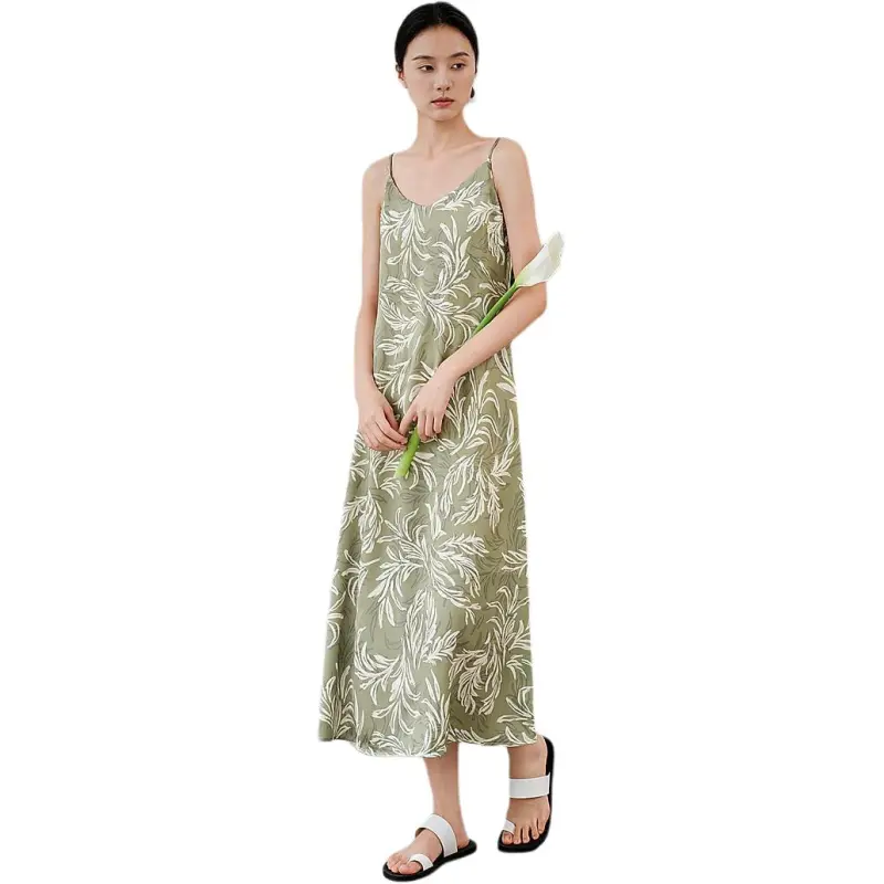 IHIMI Slip Dresses Women's Banana Green-2