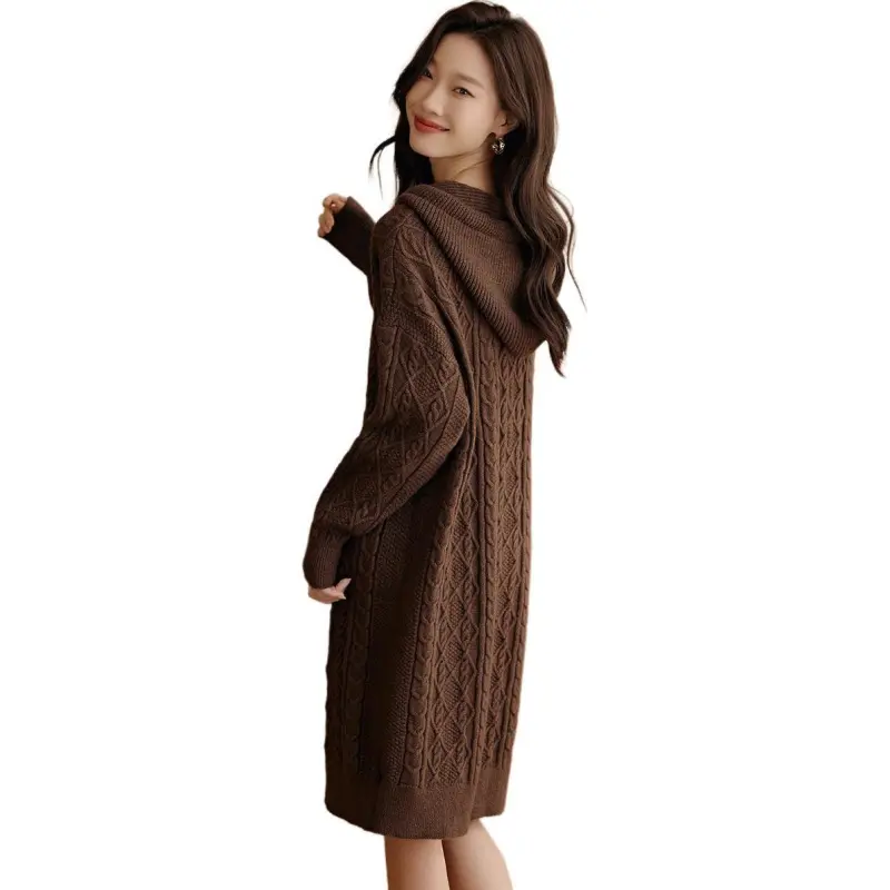 Mo Han Yi Mei Long Sleeved Dress Women's Coffee-1