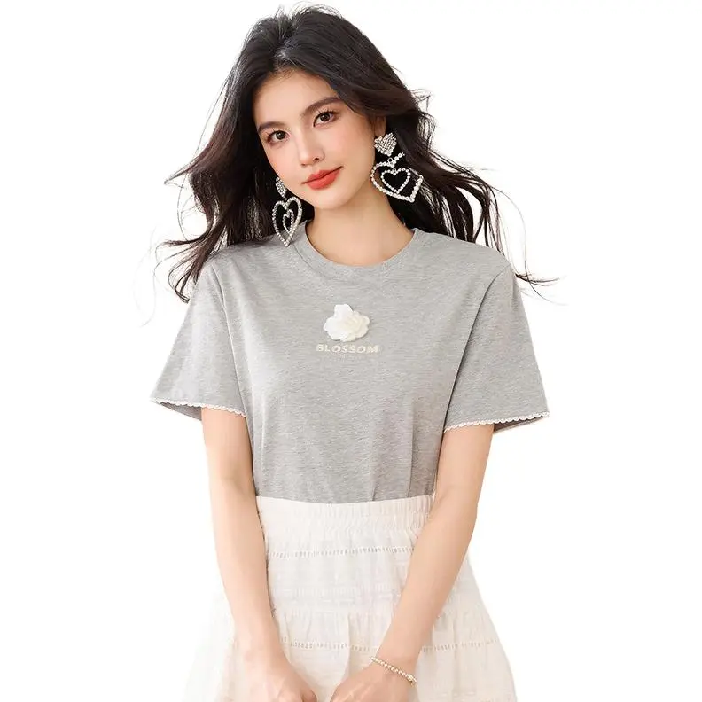 La Chapelle Regular T Shirt Women's Light Gray-1