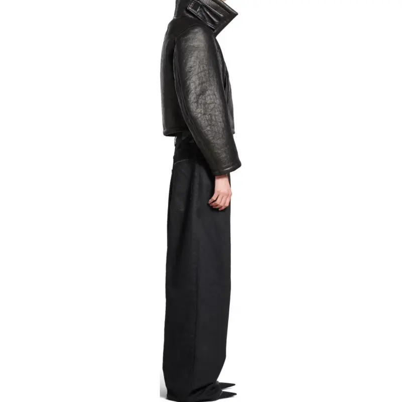 Balenciaga Leather Jacket Women's Black-5