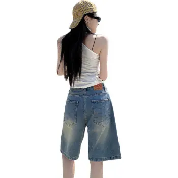 Rose Denim Shorts Women's Vintage Blue