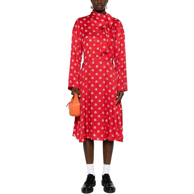 KENZO Teddy Flower Pleated Midi Dress-2