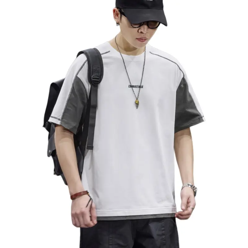 BUYDAUL T Shirts Men White & Dark Gray-1