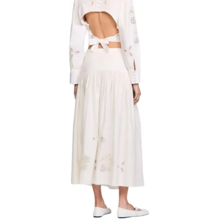 Sandro Floral embroidered Midi Skirt-2