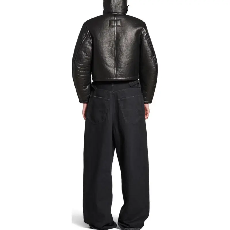 Balenciaga Leather Jacket Women's Black-3
