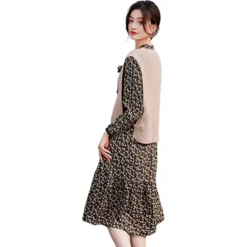 Like The Age Of Water Long Sleeved Dresses Women's Apricot