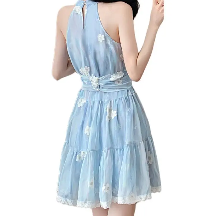GOSO Sleeveless Dresses Women's Blue Corset Belt Available-4