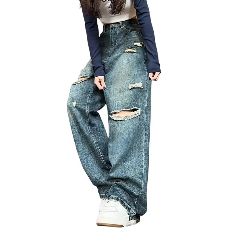 Menglaini Jeans Unisex Blue[Ripped Design]-2