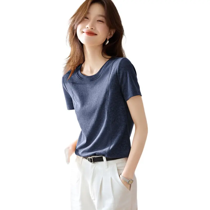 Mo Han Yi Mei T Shirt Women's Navy Blue-1