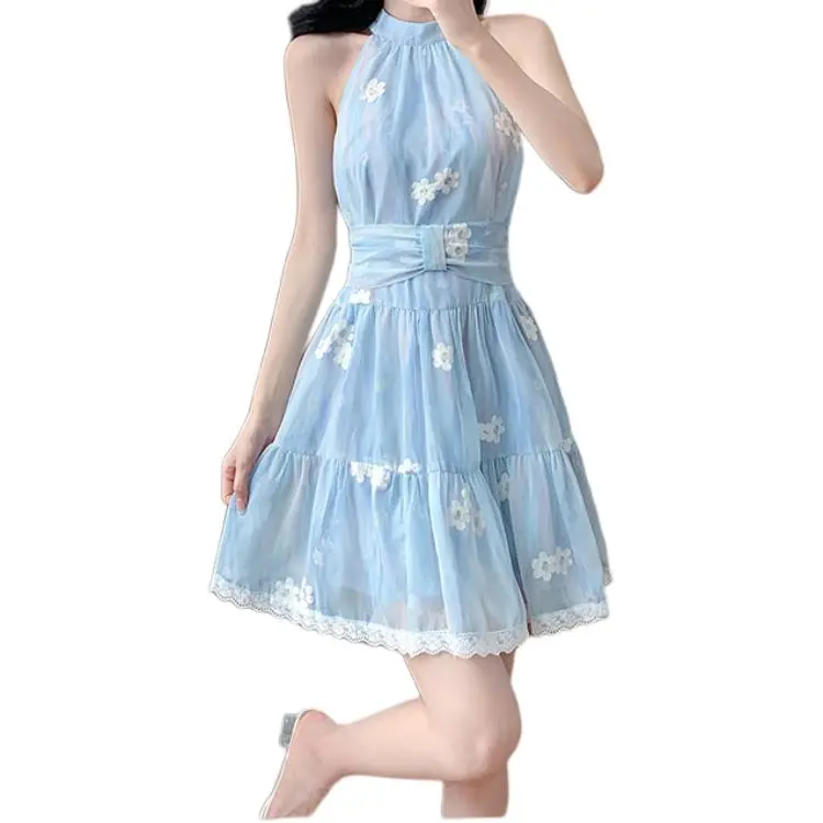 GOSO Sleeveless Dresses Women's Blue Corset Belt Available-1