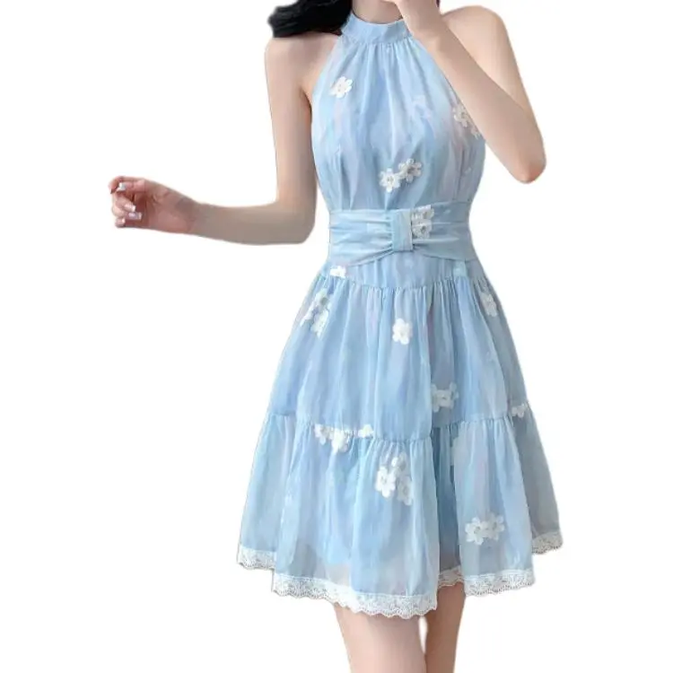 GOSO Sleeveless Dresses Women's Blue Corset Belt Available-2