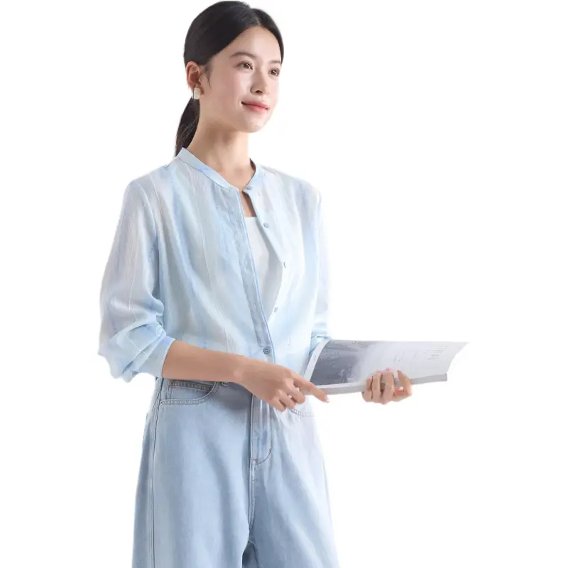 IHIMI Shirts Women's Light Blue-3