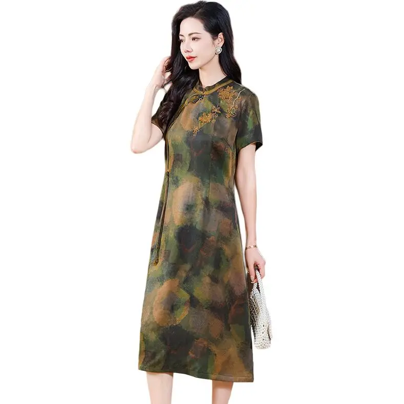 Yi Mengyuan Silk Short Sleeved Dress Women's-5
