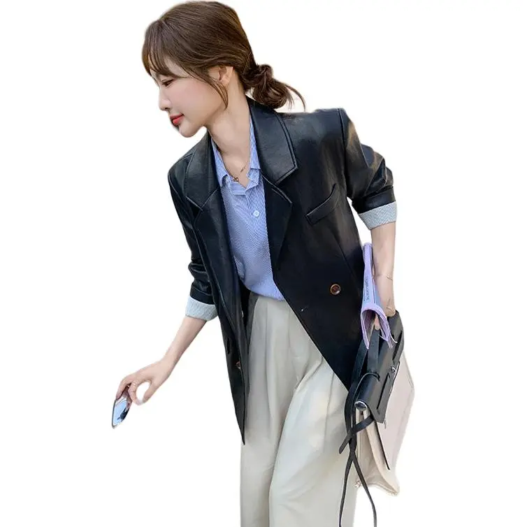 Fele.d Leather Jacket Women's Black-1