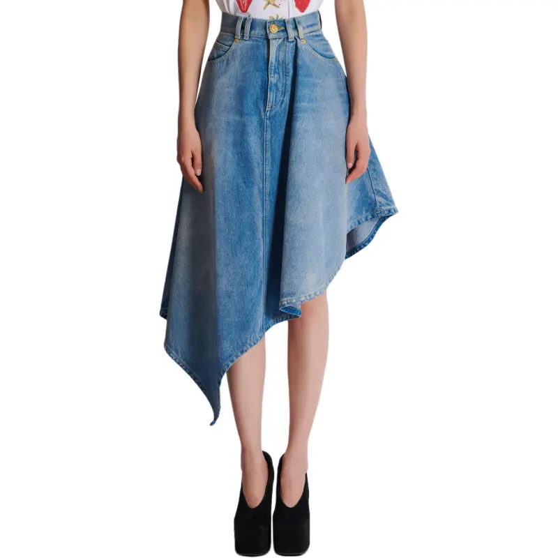 BALMAIN Asymmetric Denim Skirt-2