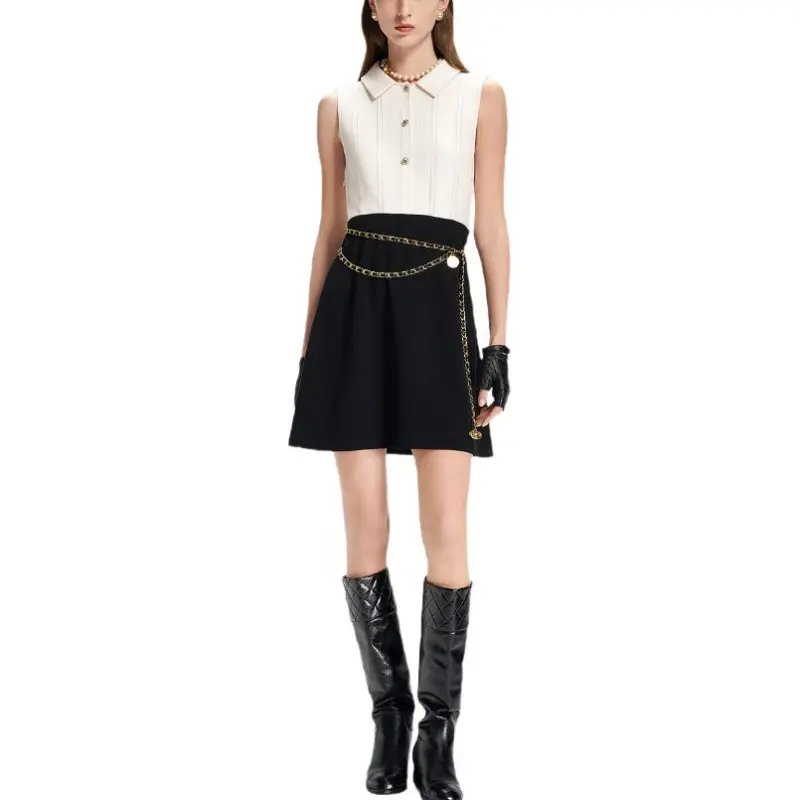 KARL LAGERFELD SS25 Sleeveless Dress Women's Black White-2