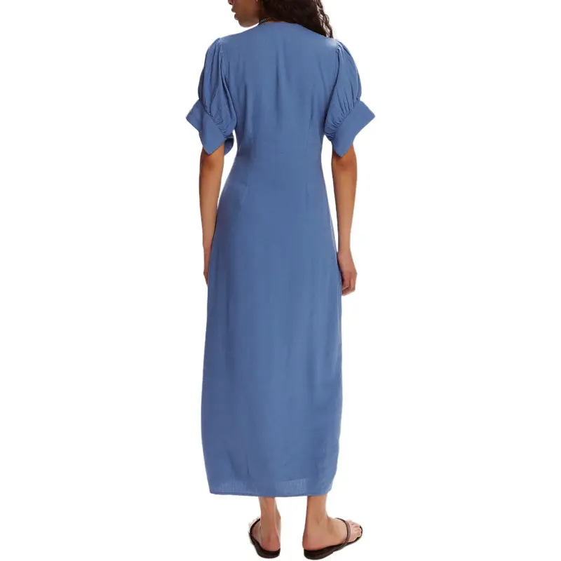 FREE PEOPLE Vintage Summer Midi Dress Short Sleeved Dress Women's Harbor Blue-1