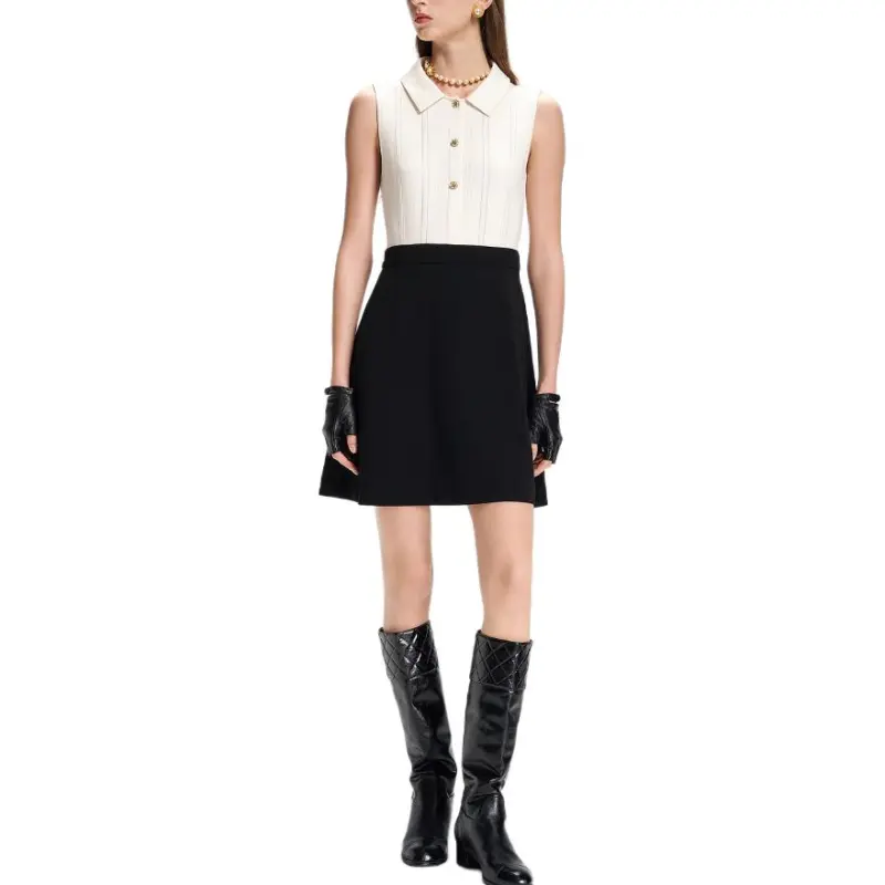 KARL LAGERFELD SS25 Sleeveless Dress Women's Black White-1