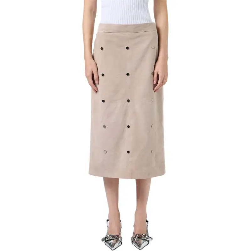 Iceberg Leather Long Skirt Women's Dark Khaki-1