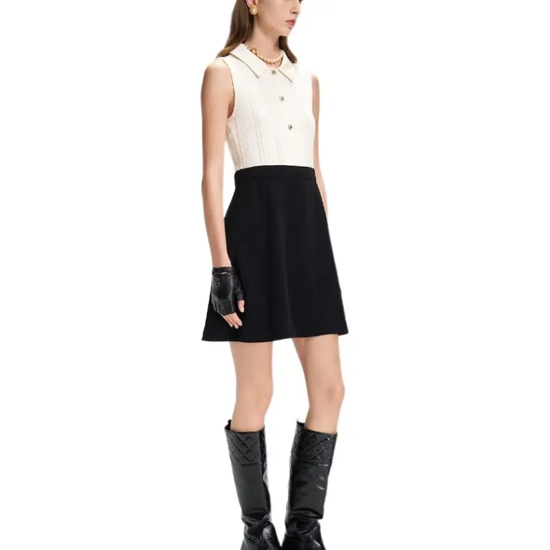 KARL LAGERFELD SS25 Sleeveless Dress Women's Black White-5