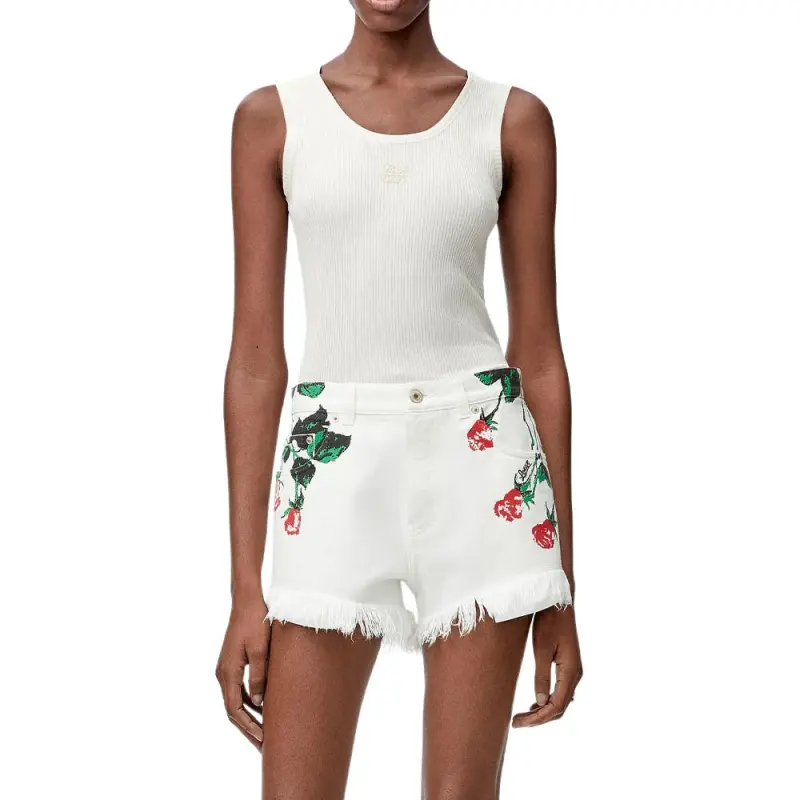 LOEWE Paula's Ibiza SS25 Denim Shorts Women's White-1