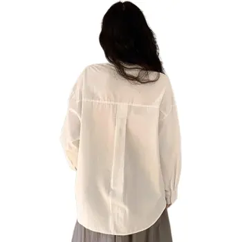 GOSO Shirt Women's Pure White Black Floral Shirt