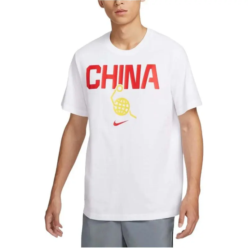 Nike T Shirt Men's White/White/Travel Yellow/Comet Red-2