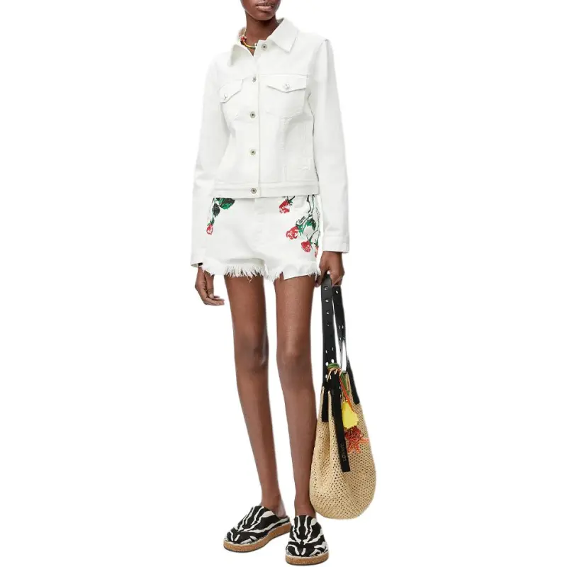 LOEWE Paula's Ibiza SS25 Denim Shorts Women's White-3
