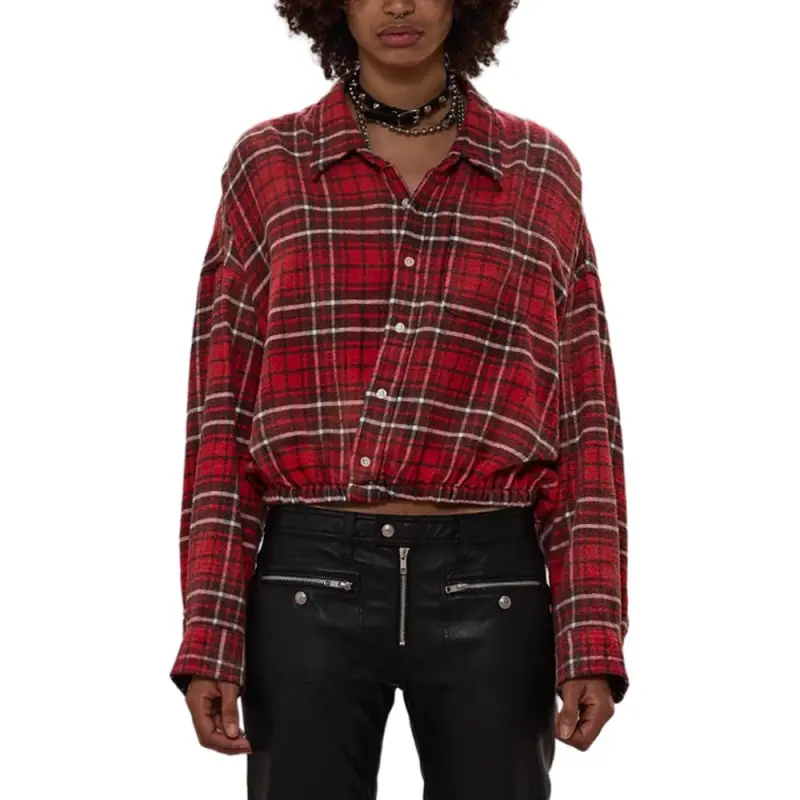 R13 Oversized Plaid Button Up Top-2
