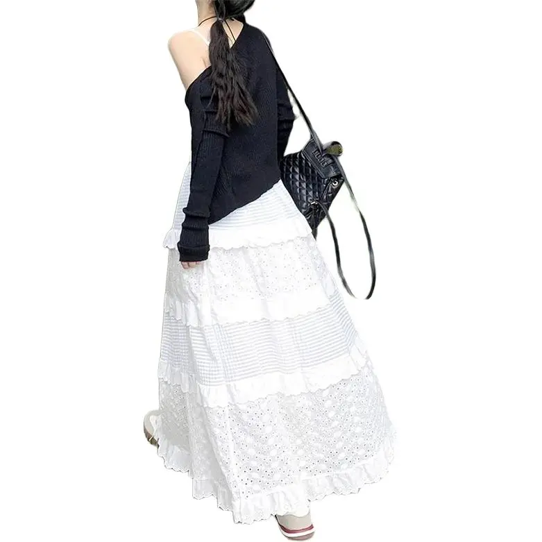 FOREVER 21 Casual Long Skirt Unisex White-1