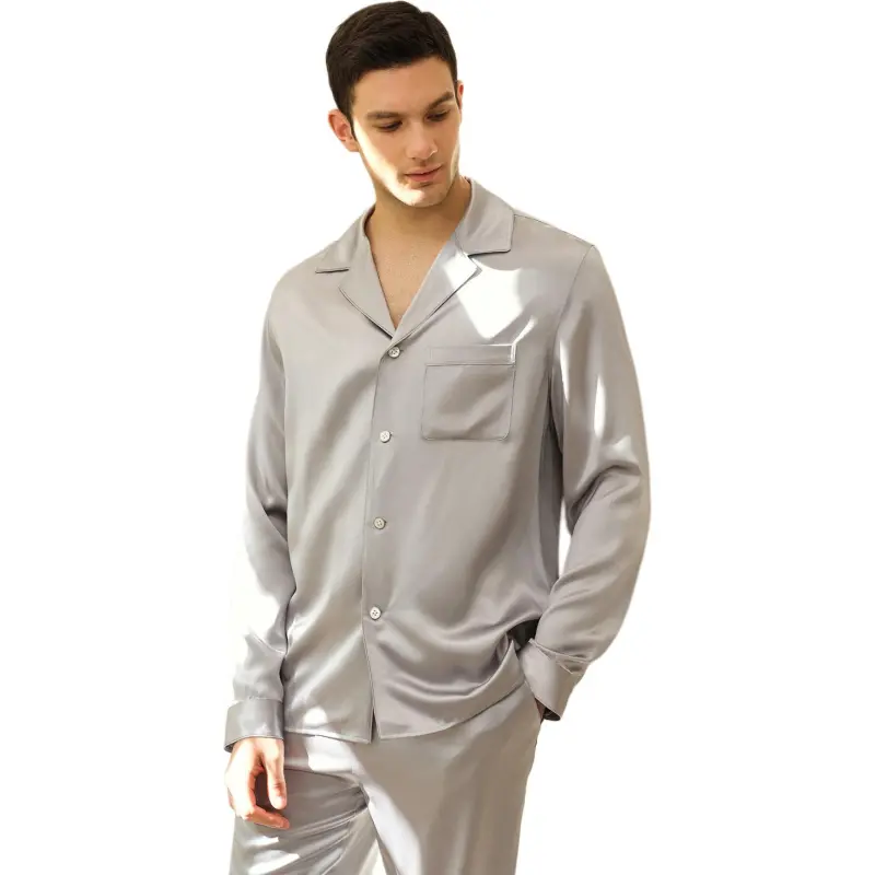 SILKY MIRACLE Pajama Set Men's Elegant Gray-3
