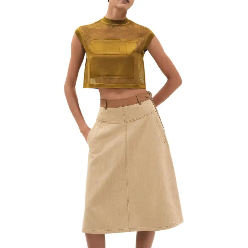 HERMES Kelly SS25 Casual Long Skirt Women's Beige-1