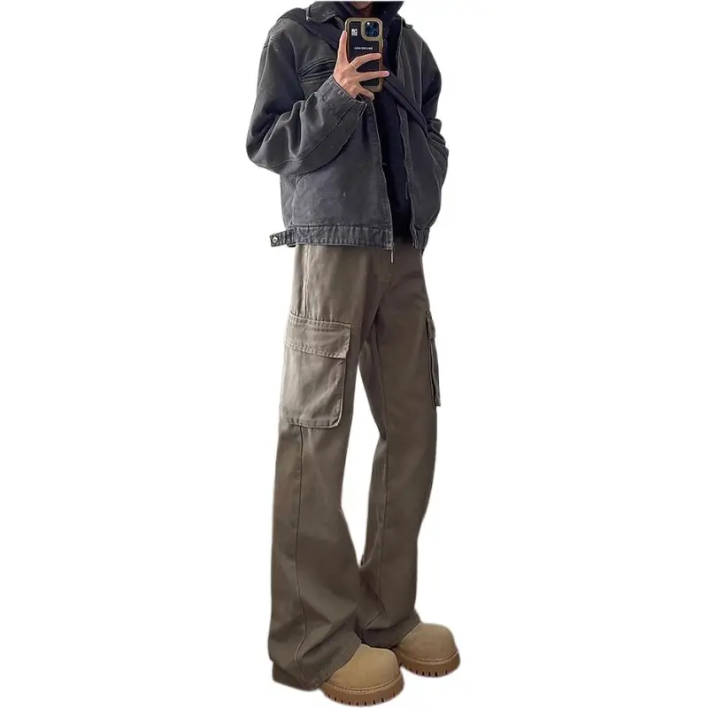 DUATOGE Casual Pants Men Brown -3