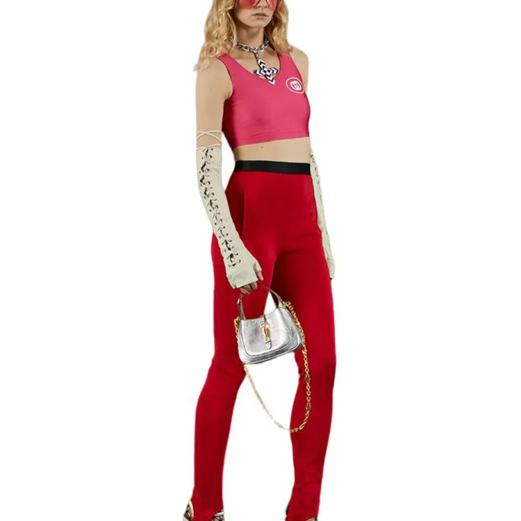 GUCCI Interlocking G Jersey Crop Top Pink-1
