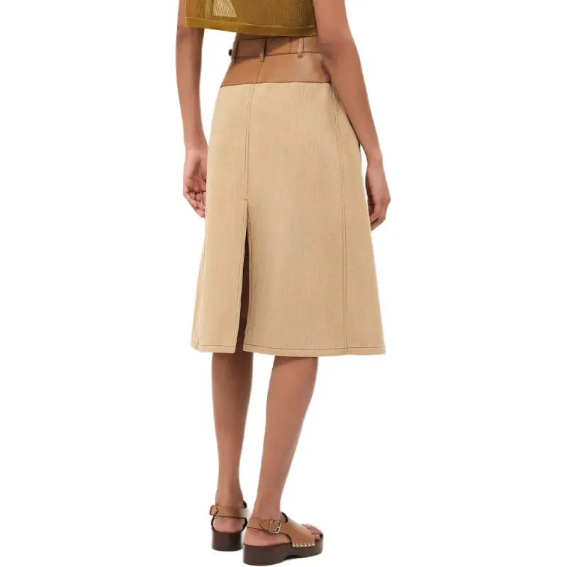 HERMES Kelly SS25 Casual Long Skirt Women's Beige-2