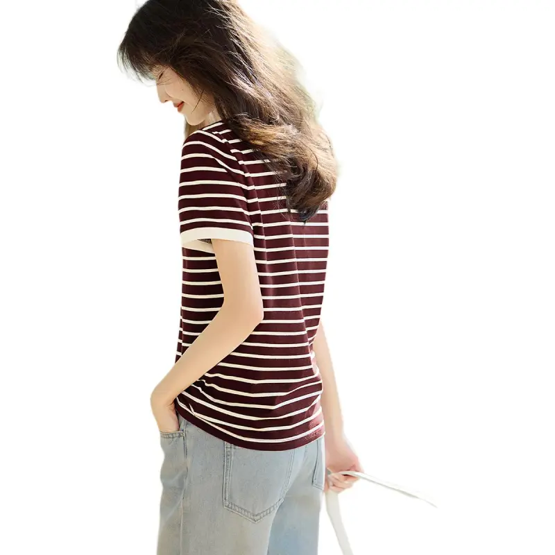XWI Regular T Shirt Women's Angora Red & White-3