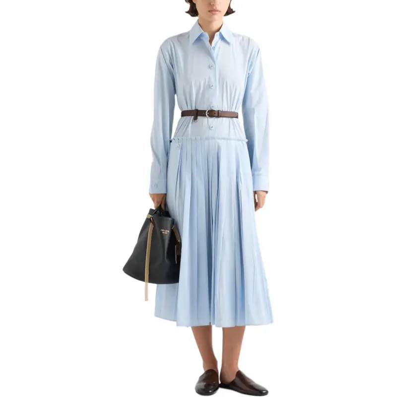 PRADA Pleated Poplin Dress-1