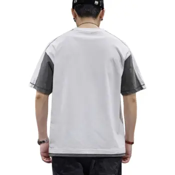 BUYDAUL T Shirts Men White & Dark Gray
