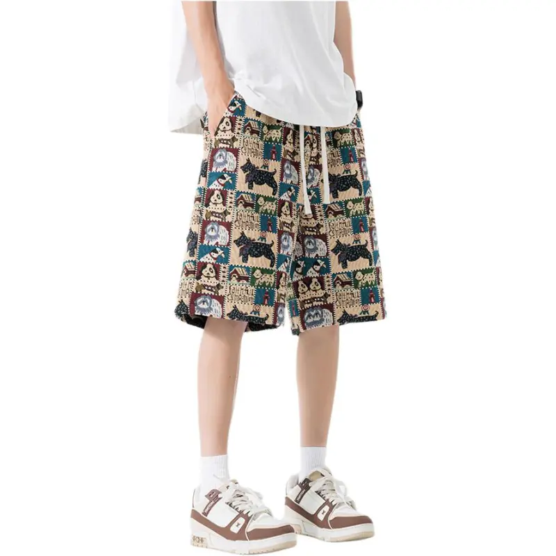 FRQ Casual Shorts Unisex Embroidery Dog-4
