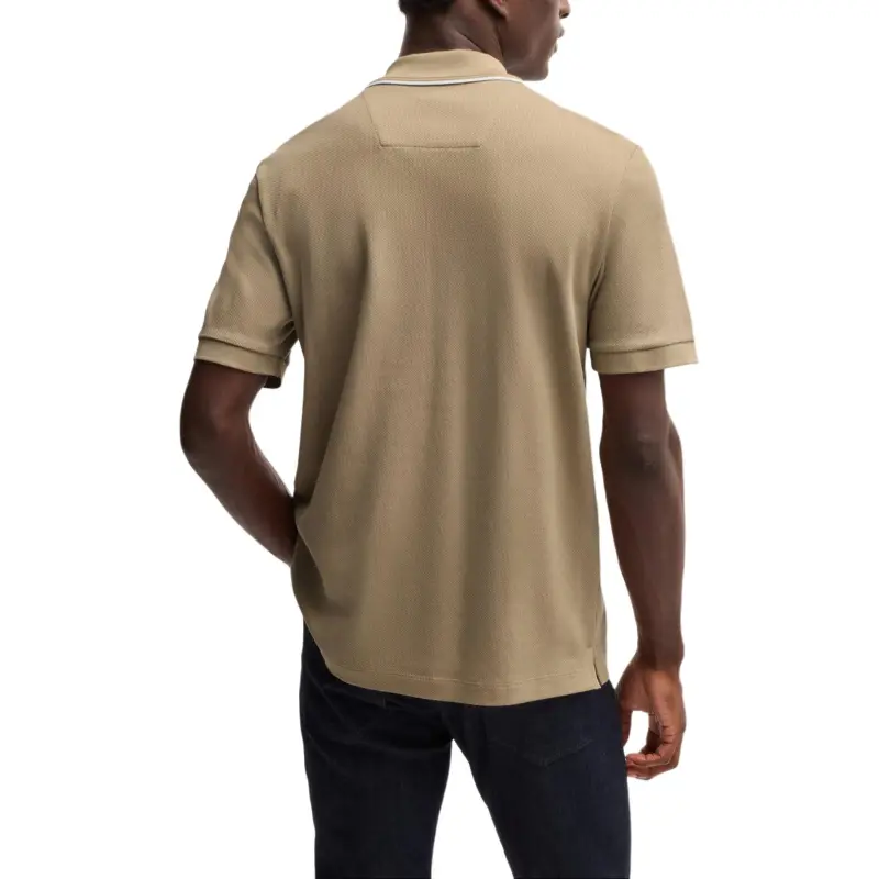 HUGO BOSS Structured Zip Placket Polo Shirt-3