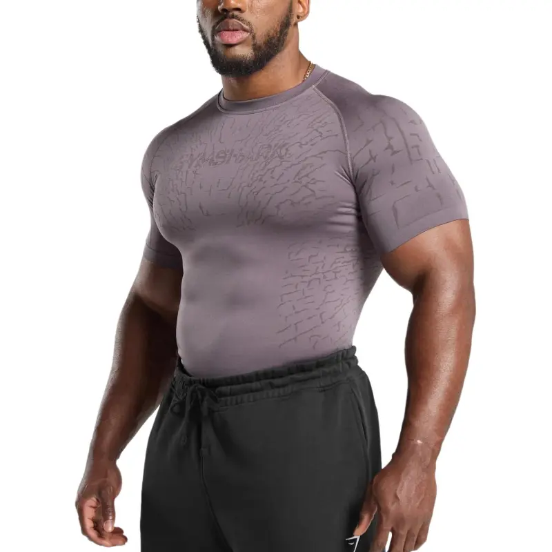GYMSHARK T Shirt Men's Faux Leather Purple/Gray Purple-3