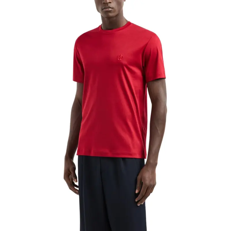 GIORGIO ARMANI Cotton interlock T shirt With Embroidered Logo-1