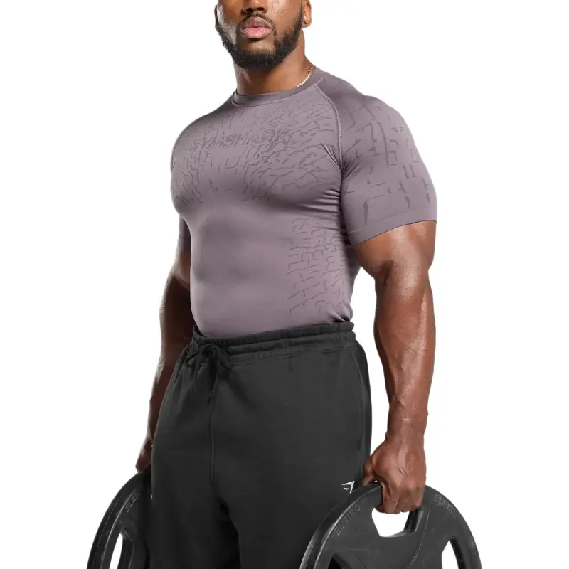 GYMSHARK T Shirt Men's Faux Leather Purple/Gray Purple-4