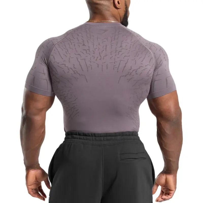 GYMSHARK T Shirt Men's Faux Leather Purple/Gray Purple-2