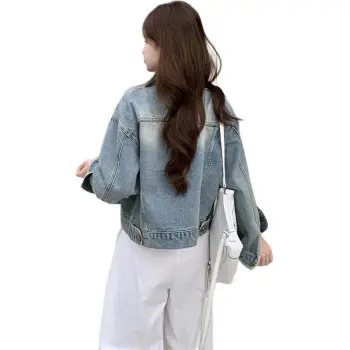 Flowers In Water Denim Jacket Women's Blue