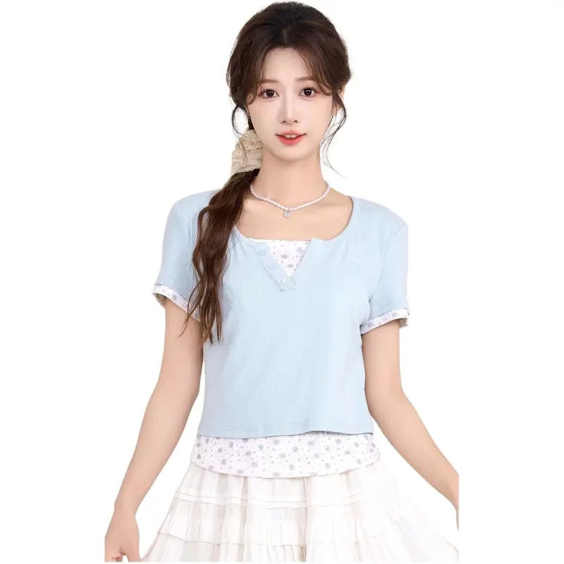 Mu Qingqing T Shirts Women's Light Blue-2