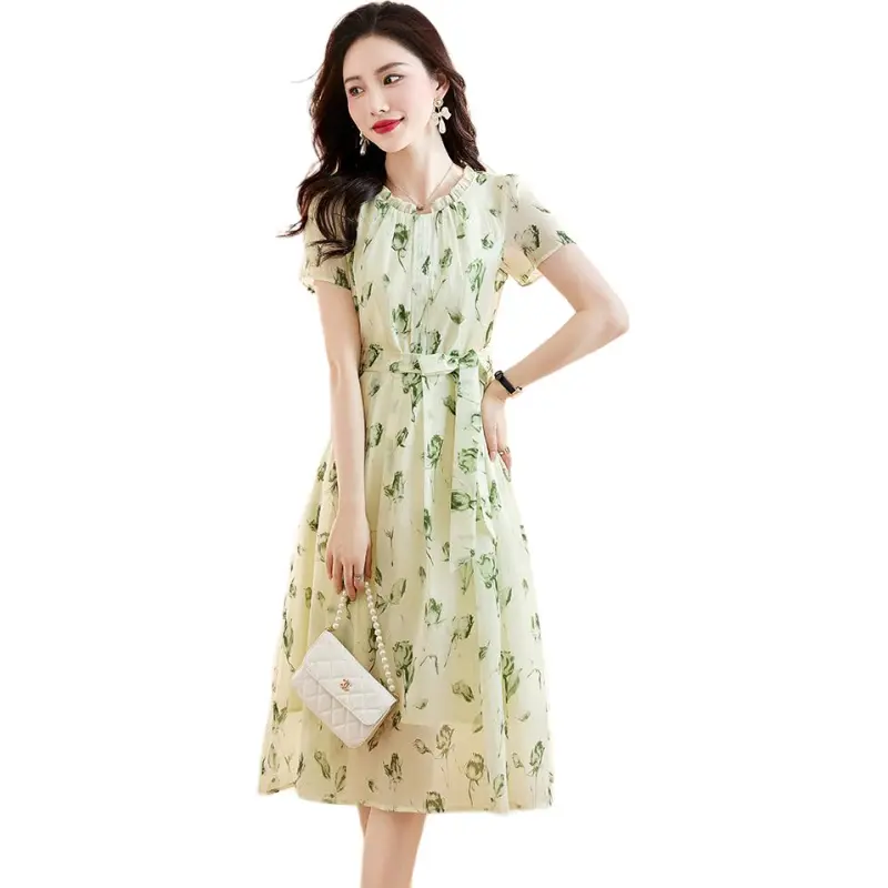 Mu Qingqing Short Sleeved Dress Women's-5