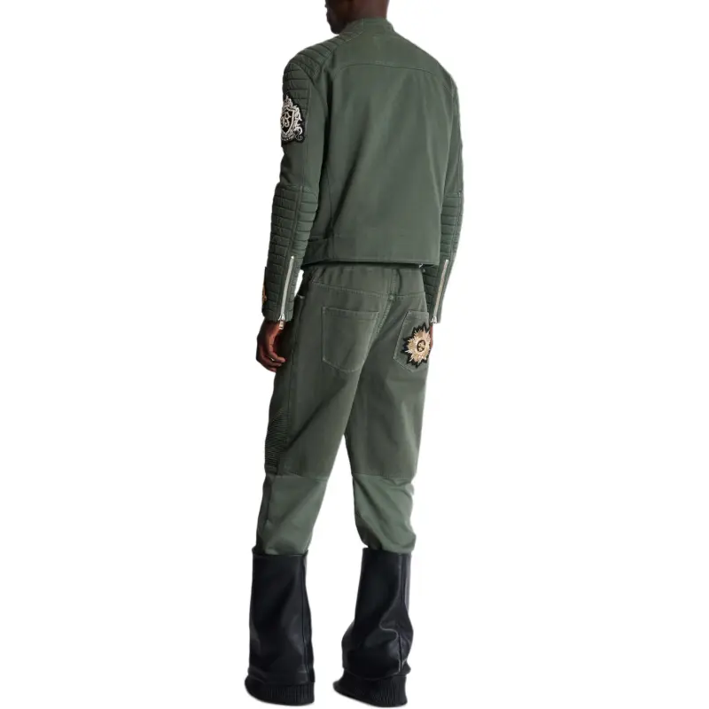 BALMAIN Patch Detailed Long Sleeved Biker Jacket-3