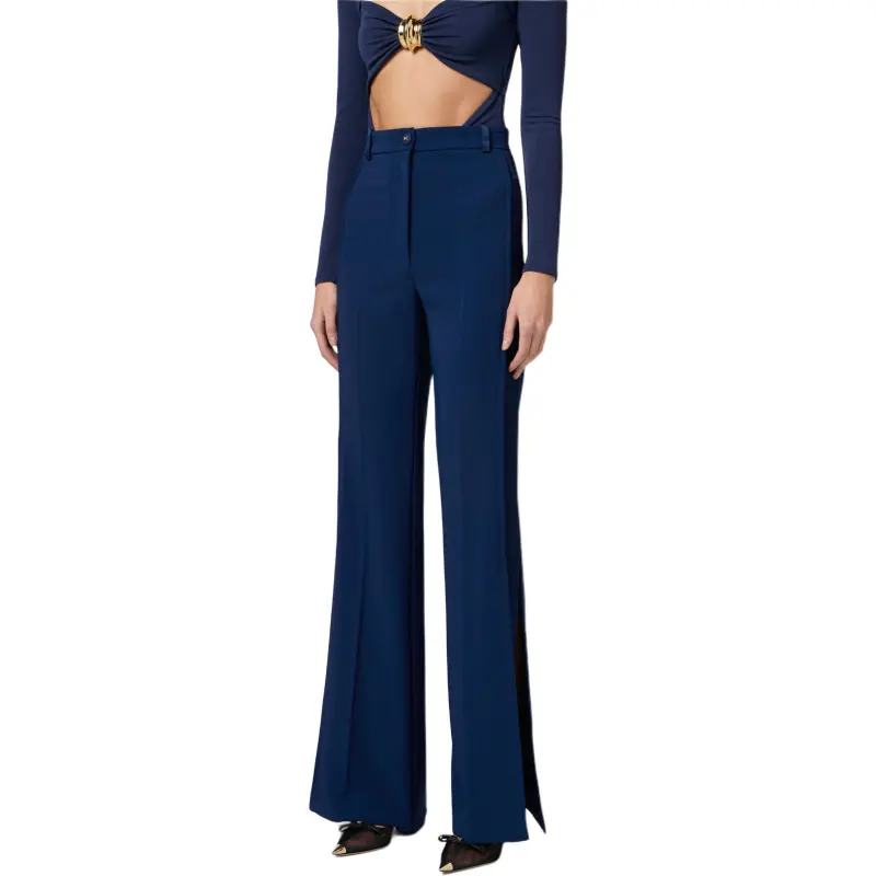 Elisabetta Franchi Satin trim Crepe Trousers-2